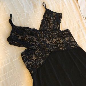 Long black open back dress